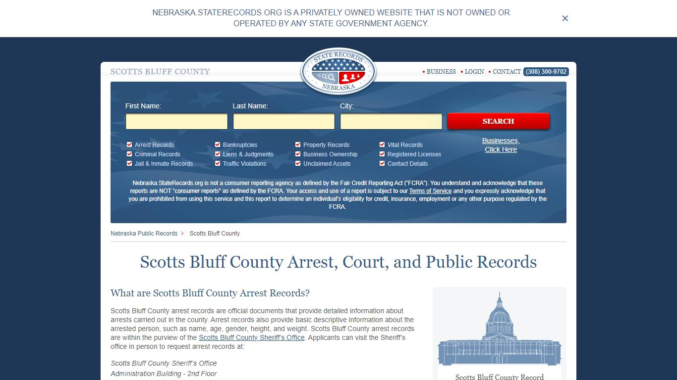 Scotts Bluff County Arrest, Court, and Public Records