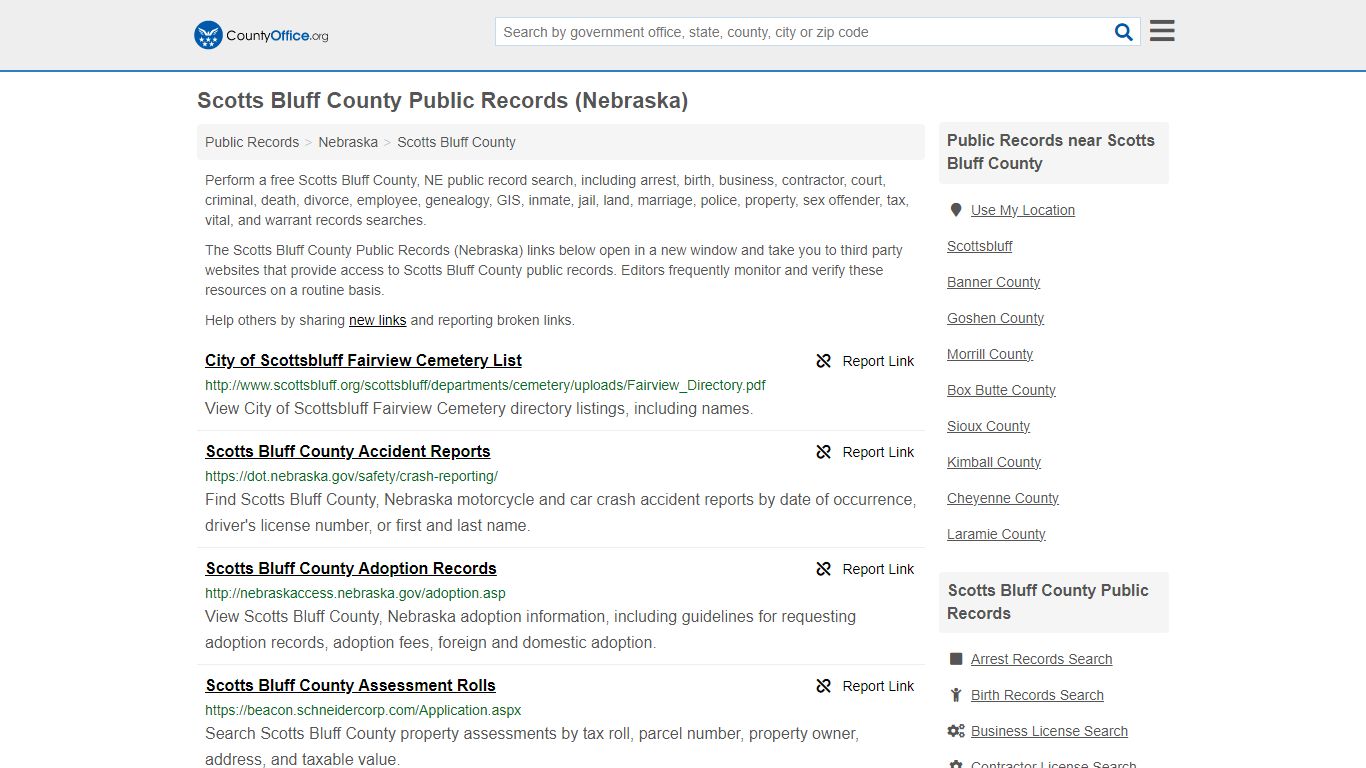 Scotts Bluff County Public Records (Nebraska) - County Office