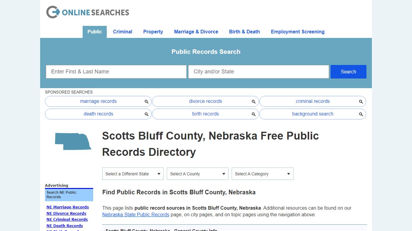 Scotts Bluff County, Nebraska Public Records Directory